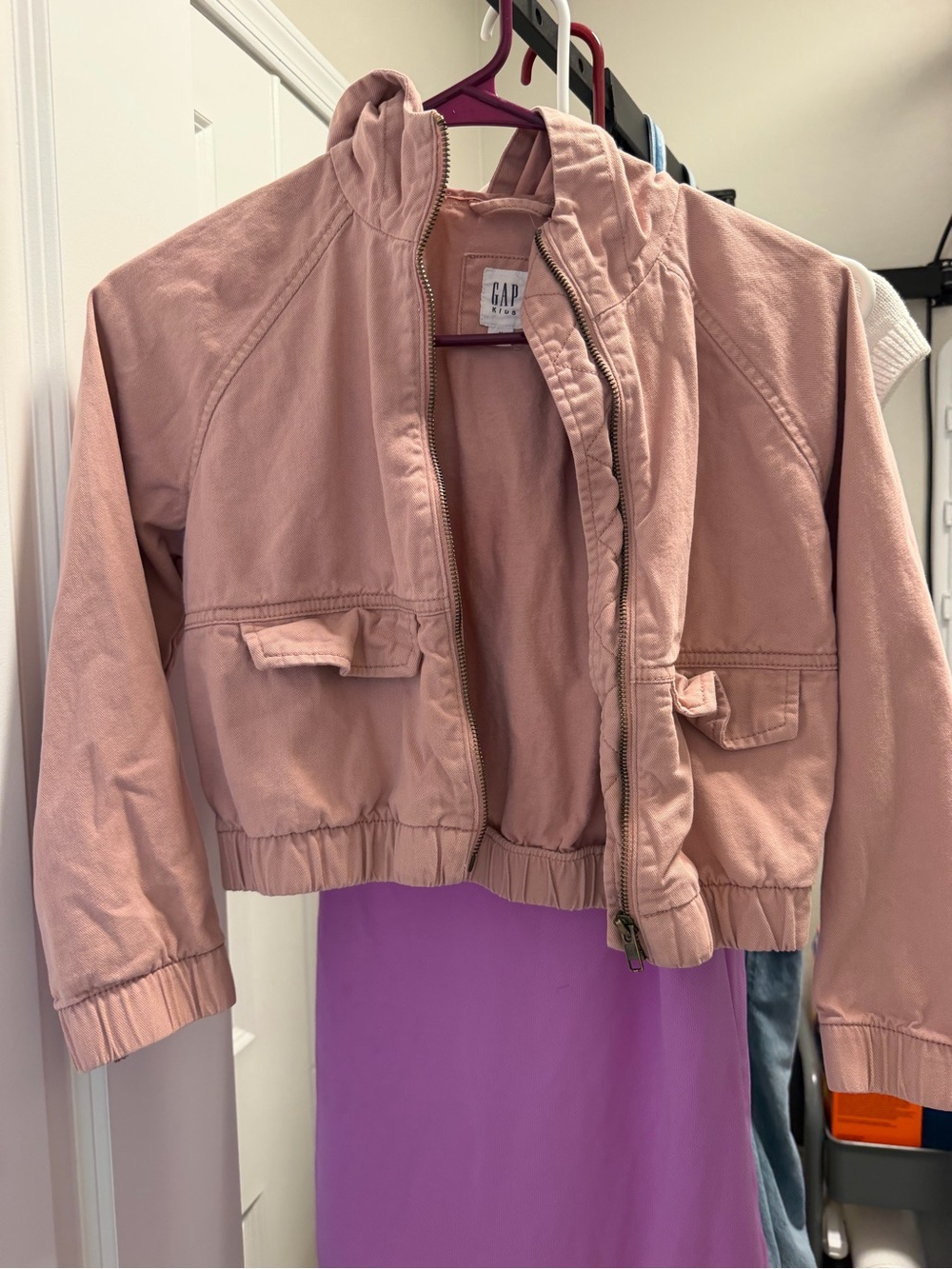 GAP Girls Dusty Pink Cropped Bomber Jacket